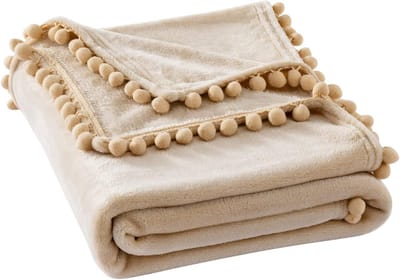 Flanellen Fleece Deken – Zacht, Warm en Stylish voor Bank, Sofa en Reis – 150 x 200 cm, Licht Khaki