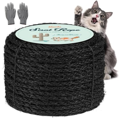 Natuurlijk Sisal Touw voor Katten - 60m x 8mm Zwart Krabpaal Materiaal