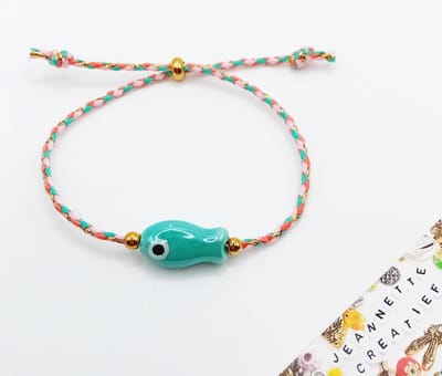 Jeannette-Creatief® - Beach - Surfarmband - Koordarmband Little Turquoise Fish