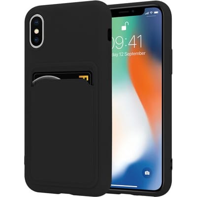 ShieldCase Siliconen hoesje met pasjeshouder - geschikt voor Apple iPhone X/Xs - ruimte voor pasjes - strak design - zwart