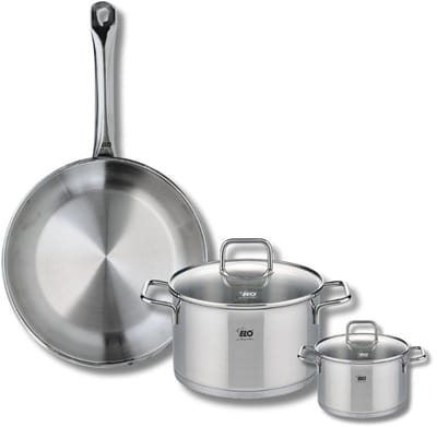 Set van 1 Koekenpan 28 cm en 2 kookpotten 12 en 20 cm Elo Profi Citrin