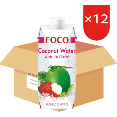 FOCO Kokoswater met Lychee, 500 ml * 12 (Doos)