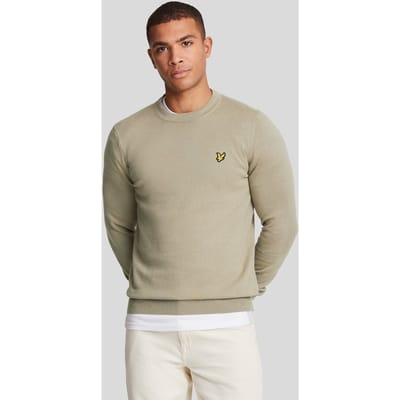 Lyle & Scott Katoenen Merinowollen Ronde Hals Trui Groen