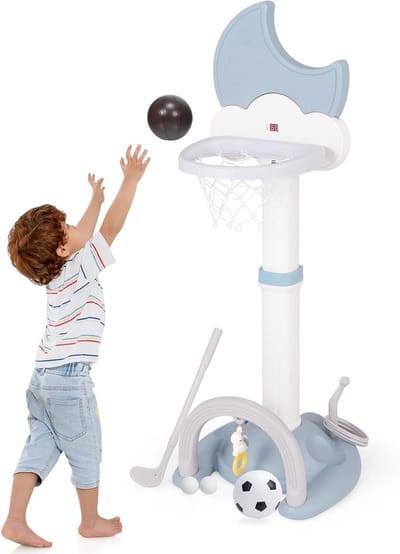 Sportcentrum voor kinderen - 4-in-1 spel - Actief spelen - In hoogte verstelbaar - Tot 152 cm - Blauw