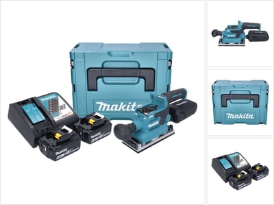 Makita DBO 382 RGJ accu-excentrische schuurmachine 18 V 93 x 185 mm borstelloos + 2x accu 6,0 Ah + oplader + Makpac