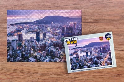 Puzzel Luchtfoto van de stad Kaohsiung bij Taiwan in de avond - Legpuzzel - Puzzel 1000 stukjes volwassenen