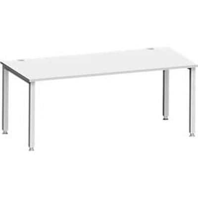 Bureau MODENA FLEX, rechthoekig, 4-poots vierkante buis, B 1800 x D 800 x H 720-820 mm, lichtgrijs/wit aluminium