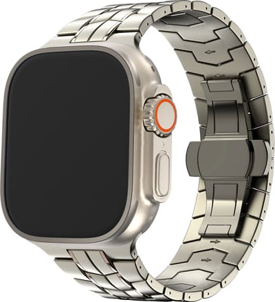 Bandz Titanium band 'Supreme' - geschikt voor Apple WatchSeries 1/2/3/4/5/6/7/8/9/10/11/SE/SE2/SE3/Ultra (2) - Stevig en lichtgewicht titanium bandje voor iWatch - grote maten: 44mm / 45mm / 46mm / 49mm (titanium kleur)