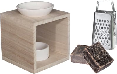 Ideas4seasons Amberblokjes/geurblokjes cadeauset - musk - inclusief geurbrander en mini rasp