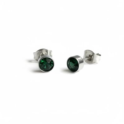 Aramat Jewels | Oorbellen | Oorstuds – Staal Kristal Groen Zilverkleur (5mm) | | | |5mm | Staal | Kinderen, Volwassenen | Verkleurd niet