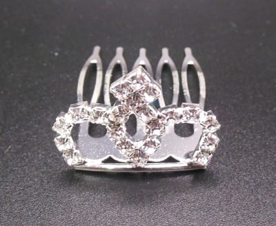Tiara mini ronde vormen met gedraaid vierkantje bovenop strass #2