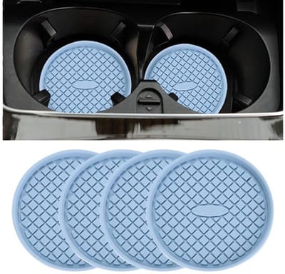 4 stuks auto-onderzetters, anti-slip auto-onderzetters voor koffiebekers, universele auto-bekerhouder, voertuigbekermatten, geschikt voor autoaccessoires en autodecoratie (lichtblauw)