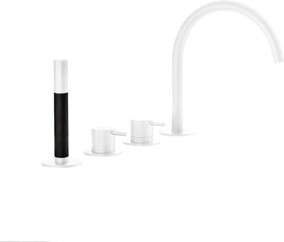 Hotbath Cobber CB173 badrandcombinatie met staafhanddouche, 2-weg omstel en draaibare uitloop mat wit