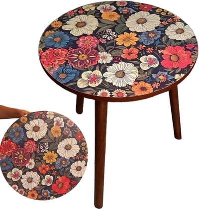 Ronde Tafel - Bijzettafel Nachtkastje - Woonkamer Balkon - Compact Ontwerp - 60cm Diameter - Houtkleur