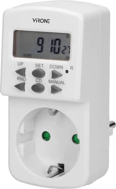 Virone DT-2(GS) - Stopcontact met elektronische timer, MINI, 1800W