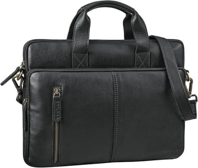 Slanke leren laptoptas voor 14 inch laptops - Elegante aktetas voor zakenreizen