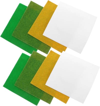 Kunstgrasmatten Set - Miniatuur Gazon - Modelbouw Decoratie - Levensechte Uitstraling - 15x15 cm - Groen