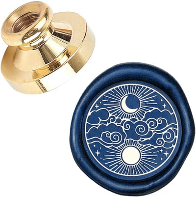 Zeynomax - Wax Seal Sun en Moon - Vintage Waskerf - Voor Uitnodigingen en Cadeaus - 25mm - Decoratieve Stempel - Hoge kwaliteit - Geschikt voor Fees..