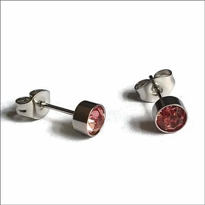 Aramat Jewels | Oorbellen | Stalen Oorbellen Lichtroze Zirkonia – 5mm | | | |5mm | Staal | Kinderen, Volwassenen | Verkleurd niet