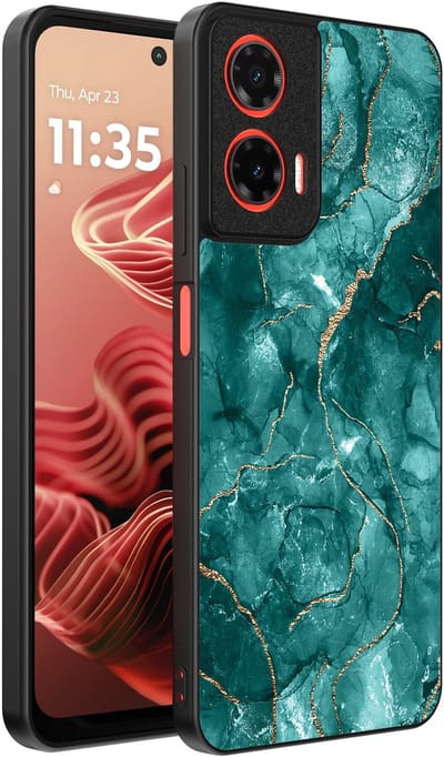 Smartphonica Telefoonhoesje Geschikt voor Motorola Moto G35 met marmer opdruk - TPU backcover case marble design - Goud Groen geschikt voor Motorola Moto G35