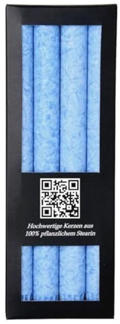 Set van 4 gekleurde stearine kaarsen - 250 mm x 22 mm, geurloos en roetarm