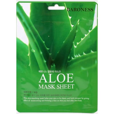 Baroness Aloe Mask Sheet – Korean Sheet Mask – 2 stuks - Kalmerend & Hydrateren Aloë Vera Masker – Verzacht Gevoelige Huid, verminderd Roodheid & Hydrateert Intensief – Voor een Frisse, Soepele & Gezonde Glow