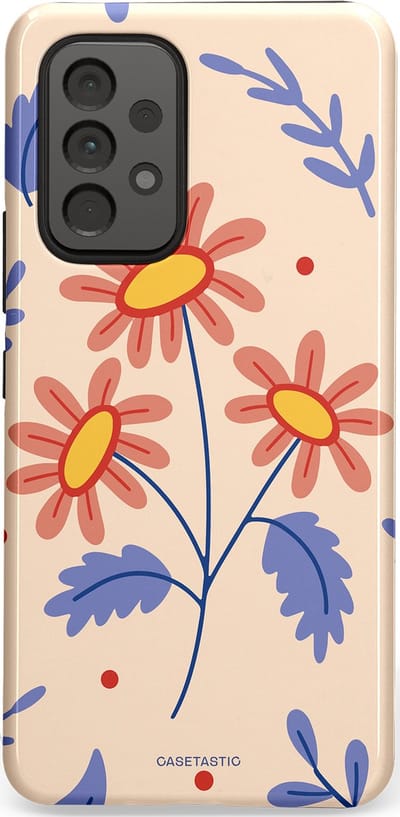 Casetastic hoesje geschikt voor Samsung Galaxy A53 (2022) 5G - Dubbellaagse bescherming - Perzikbloem trio - Fashion Case - Lavendel Perzik Zand