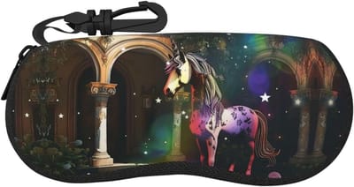 Brillenkokers Paarden - Brillenhoes Neopreen - Reis Bescherming - Krasbestendig Ontwerp - 19.99 x 11.99 cm - Kleurrijk