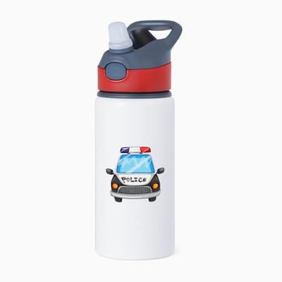 Hacebo® - Politiewagen waterfles met rietje rood - Politie - Politieagenten - hulpdiensten - handhaving - water fles - 650ML