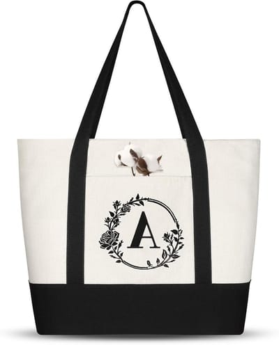 Canvas draagtas met ritssluiting en gepersonaliseerde opdruk voor dames - multifunctionele shoppingtas voor verjaardag, bruiloft en Moederdag.