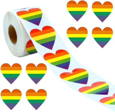 500 Stickers Op Rol - 2.5cm - Hart / Hartjes Regenboog Horizon - Beloningsstickers - Stickers Kinderen - Sluitsticker - Sluitzegel - 25mm - 500 Stuks