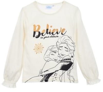 Disney Frozen Shirt - Lange Mouw - Elsa - Off White/Goud - Maat 92/98