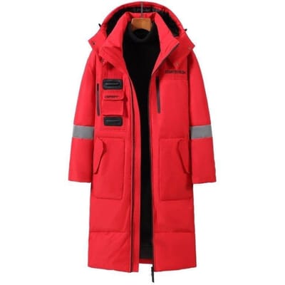 Nieuwe Winter Donsjas voor Mannen Lange Knielange Koude Bescherming en Warme Koppel Mid-length Donsjas 2XL red