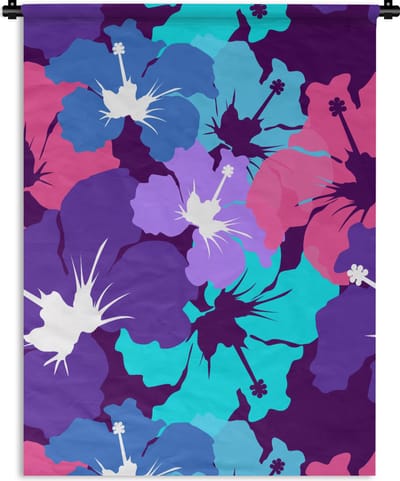 Wandkleed - Wanddoek - Tropisch - Bloemen - Hawaii - Patroon - 90x120 cm - Wandtapijt