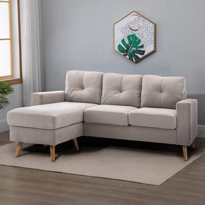 STILVORA Hoekbank 193 Cm - 3-Zits Met Links Of Rechts Monteerbare Chaise Longue - Voor Woonkamer - Linnen Look Lichtgrijs