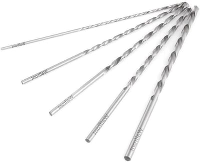 Set van 5 hoge snelheid stalen spiraalboorbits met ronde shank, diverse diameters voor boormachines en frezen, 2mm tot 5mm