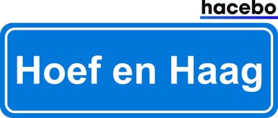 Hacebo - Plaatsnaam Sticker - 29x10 CM - Hoef en Haag sticker - Verkeersborden sticker - grappige cadeaus - Hoef en Haag