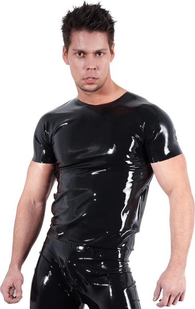 LateX – Latex Shirt in Klassieke Vorm met Korte Mouwen en Gemakkelijk te Combineren Maat S – Zwart
