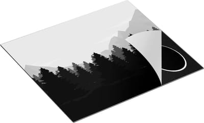 Chefcare Inductie Beschermer Bos met Bomen Illustratie - Abstract - Zwart Wit - 60x50 cm - Afdekplaat Inductie - Kookplaat Beschermer - Inductie Mat