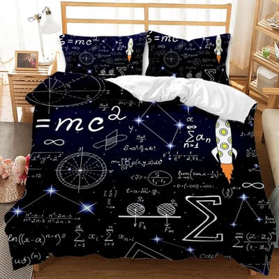 Wiskundige Vergelijking Dekbedovertrek Set Queen Size Wiskunde Formule Beddengoed Set Jongen Meisje Educatief Zacht Polyester Dekbedovertrek EU single(135x200cm)