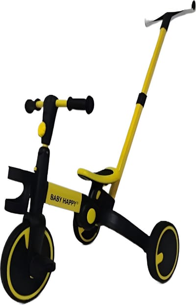 Mobiclinic Chase - Driewieler - 5-in-1 - Evolutionair - Verstelbaar stuur - Max 25 kg - Met duwstang - Opvouwbaar - 1 tot 5 jaar - Geel