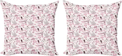 ABAKUHAUS Parijs Decoratieve Kussenhoezen 2-pack, Kussend Paar Valentijnsdag, 45x45 cm, Babyroze Poederroze
