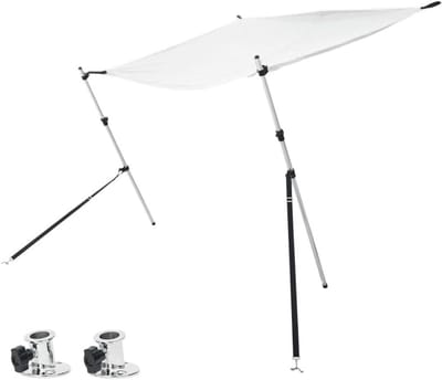 Schaduwdoek T-top - Bootoverkapping Zonnedoek - Bescherming tegen zon - UV- en waterbestendig - 174x205x(115-194) cm - Wit