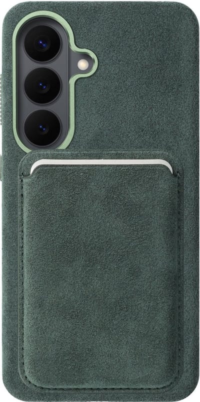 Rosso Avanti Hoesje Geschikt voor Samsung Galaxy S26 Plus met Magnetische Kaarthouder | Compatibel met MagSafe / Qi2 | Echt Italiaans Alcantara | Back Cover en Wallet | Groen