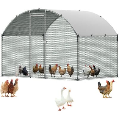 VEVOR kippenhok, 3x2x2 m, inloopren met overkapping, kippenhok met dubbel dak en veiligheidsslot, eenden- en konijnenhok, pluimveeverblijf voor achtertuin, boerderij of erf
