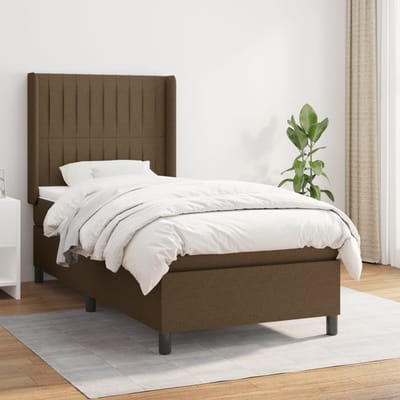 vidaXL - Boxspring - met - matras - stof - donkerbruin - 80x200 - cm