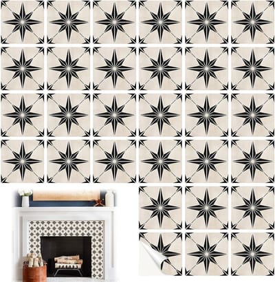 Waterdichte Tegelstickers voor Keuken en Badkamer - Mandala Octagon Sterren, 30 Stuks Vinyl Decoratie voor Muur en Vloer, 10 cm