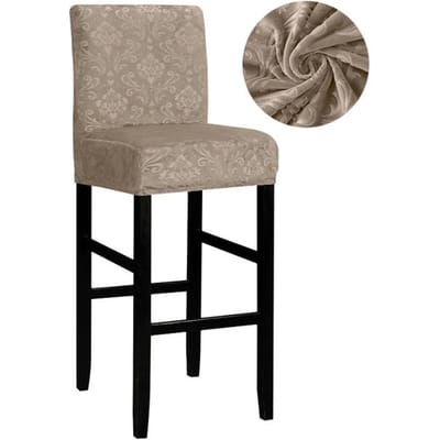 Fluwelen Stoffen Barkrukhoezen Stretch Zachte Eetkamerstoelhoezen Wasbare Lage Rugleuninghoezen Stoelen Voor Keuken Huis Hotel Banket 1 Piece gray