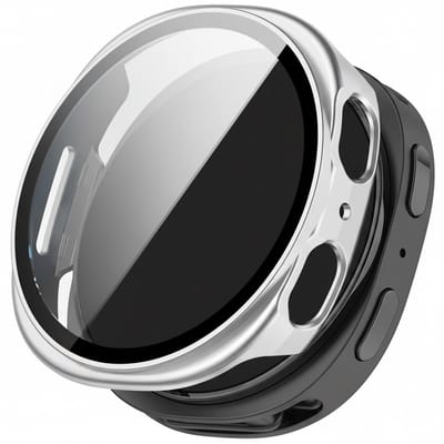 Screenprotector case - geschikt voor Samsung Galaxy Watch 8 - 40mm - full cover hoesje - gehard glas - 40 mm - volledige bescherming - mat zilver