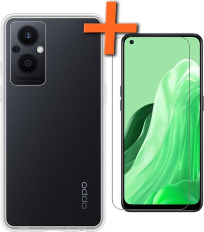 Hoes - Met Screenprotector - Geschikt voor OPPO Reno 8 Lite - Sterk & Shockproof - Back Cover - Siliconen Case - Telefoon Hoes - Transparant